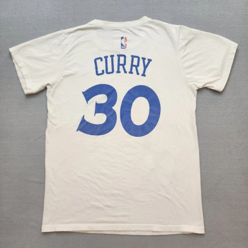 Adidas Golden State Warriors Stephen Curry 30 T-Shirt Mens Small White NBA Tee